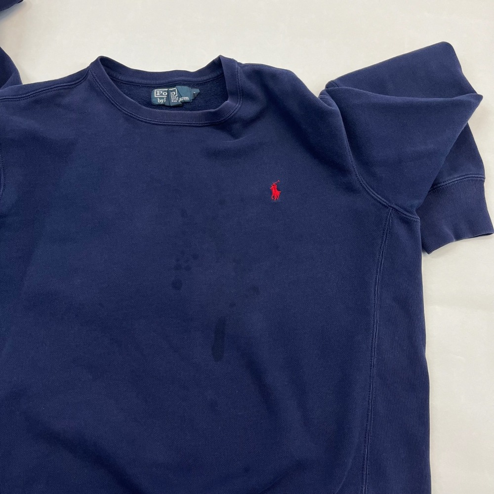 Polo Ralph Lauren Sweatshirt Mens Navy Blue Embroidered Pony Preppy L Pullover - Picture 10 of 11